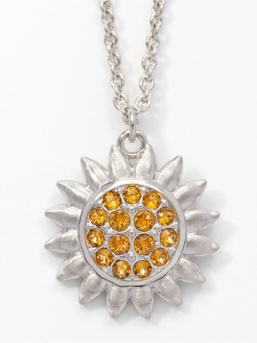 Touchstone Crystal Sparkling Sunflower Necklace perfect for Fall BNIB so cute